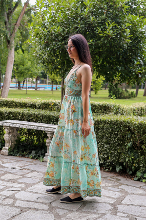 Salopeta boho lunga evazata cu volanase pe picior - Model 1 [2]