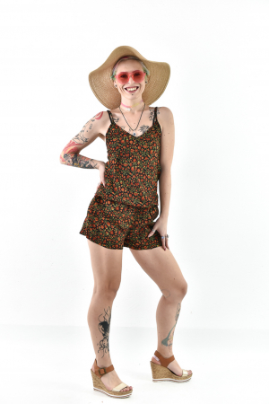 Salopeta scurta din material fluid - Motive florale [2]