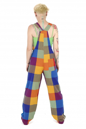 Salopetă din 100% bumbac în carouri - Multicolor [3]