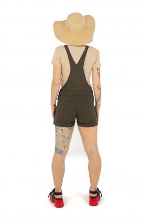 Salopeta scurta din bumbac intr-o culoare - Turquoise [4]