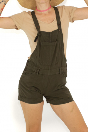 Salopeta scurta din bumbac intr-o culoare - Turquoise [0]
