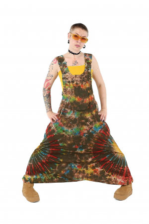 Salopete - Salopeta tip salvar cu print Tie-Dye -Khaki