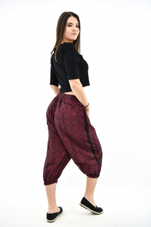 Salvari 3/4 cu print abstract - Visiniu [4]