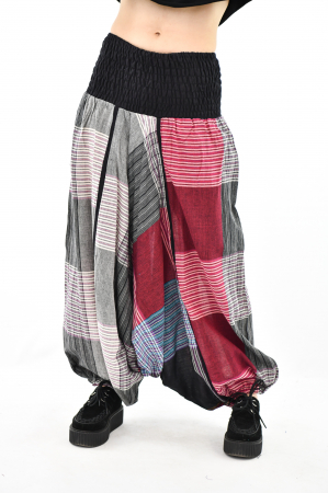 Salvari din bumbac carouri cu talie inalta - Rosu [0]