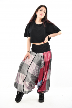 Salvari din bumbac carouri cu talie inalta - Rosu [2]