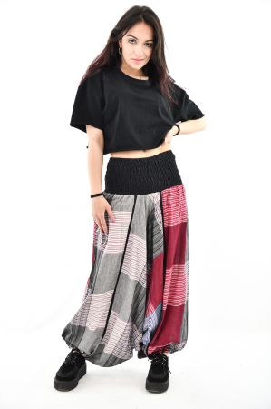 Salvari din bumbac carouri cu talie inalta - Rosu [1]