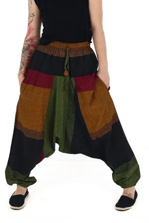 Salvari din bumbac cu banda lata si dungi - Culori inchise [0]