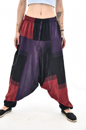 Salvari din bumbac in carouri si dungi - Gri si Rosu [0]