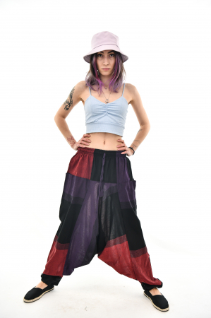 Salvari din bumbac in carouri si dungi - Gri si Rosu [2]