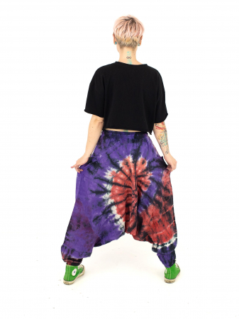 Șalvari din bumbac Tie Dye - Mov [2]
