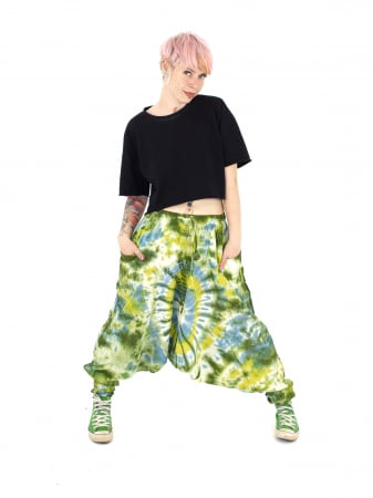 Șalvari - Șalvari din bumbac Tie Dye - Verde