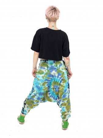 Șalvari din bumbac Tie Dye - Albastru [2]