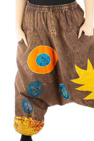 Salvari din bumbac maro brodati cu cercuri [5]