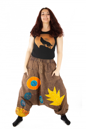 Salvari din bumbac maro brodati cu cercuri [1]