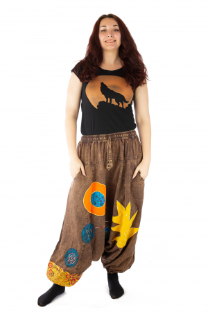 Salvari din bumbac maro brodati cu cercuri [0]