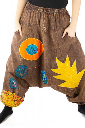 Salvari din bumbac maro brodati cu cercuri [6]