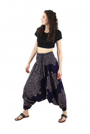 Salvari din material fluid cu croi lejer - Teal [15]