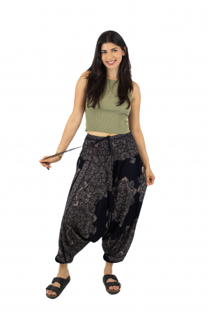 Salvari din material fluid cu croi lejer - Teal [5]