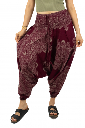 Salvari din material fluid cu croi lejer - Teal [0]