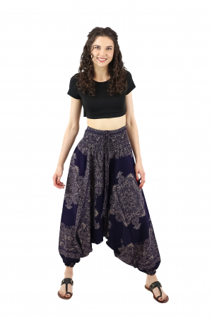 Salvari din material fluid cu croi lejer - Teal [13]