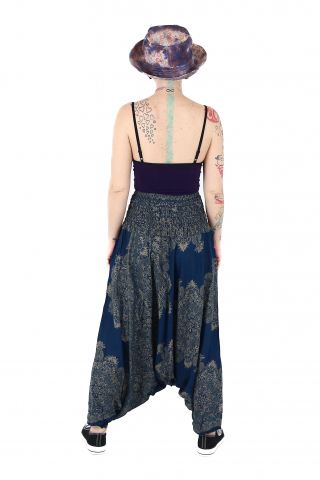 Salvari din material fluid cu croi lejer - Teal [3]