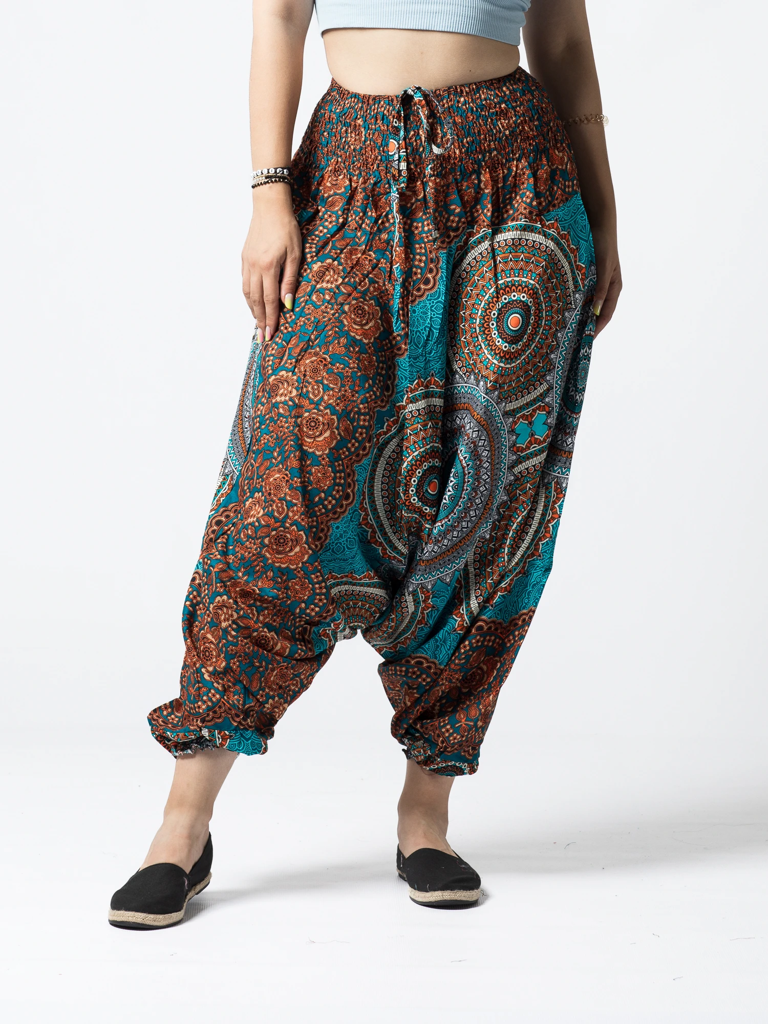 MADE IN INDIA - Șalvari din material fluid cu print - Produs Unicat 1