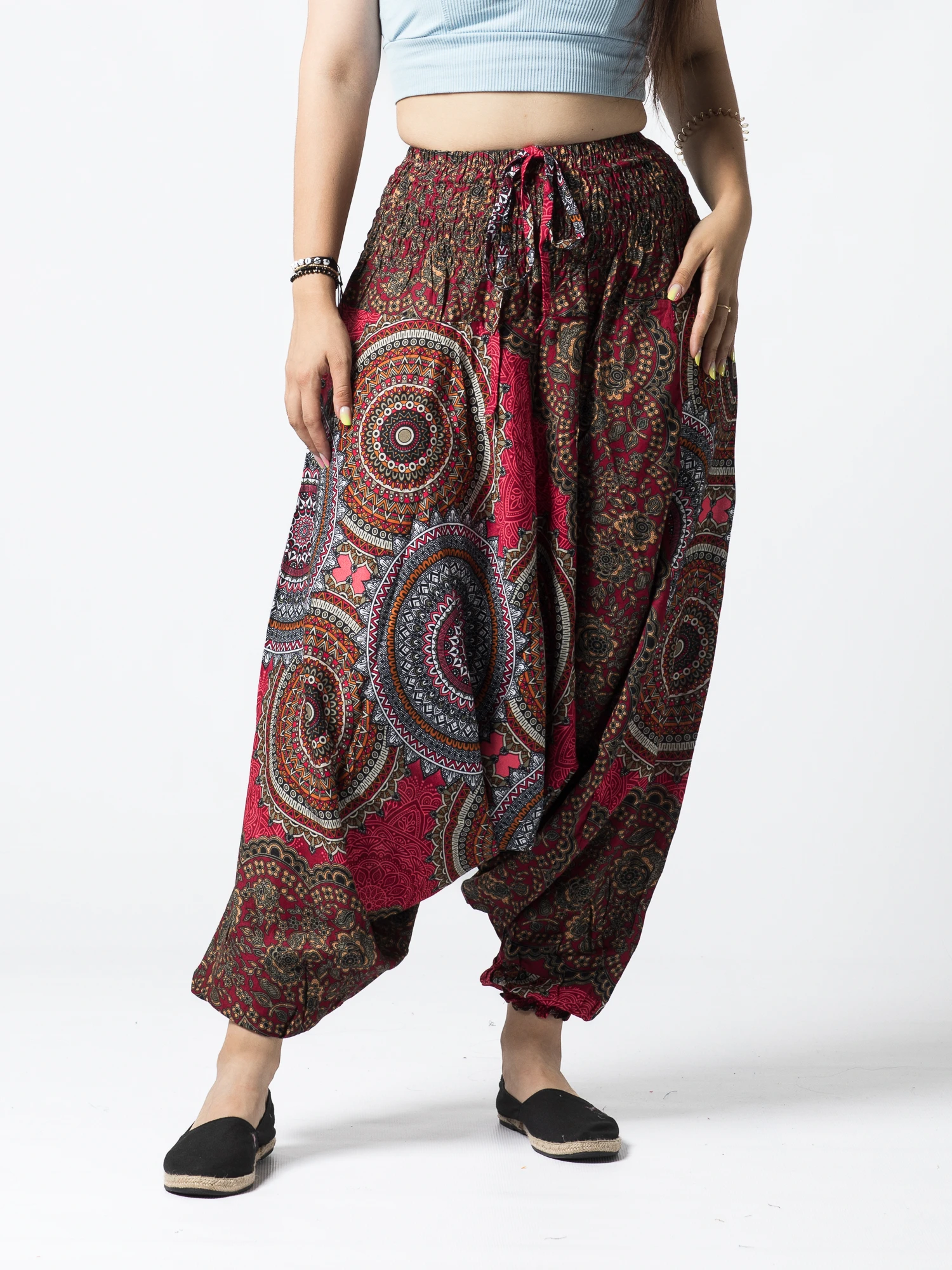 MADE IN INDIA - Șalvari din material fluid cu print - Produs Unicat 12