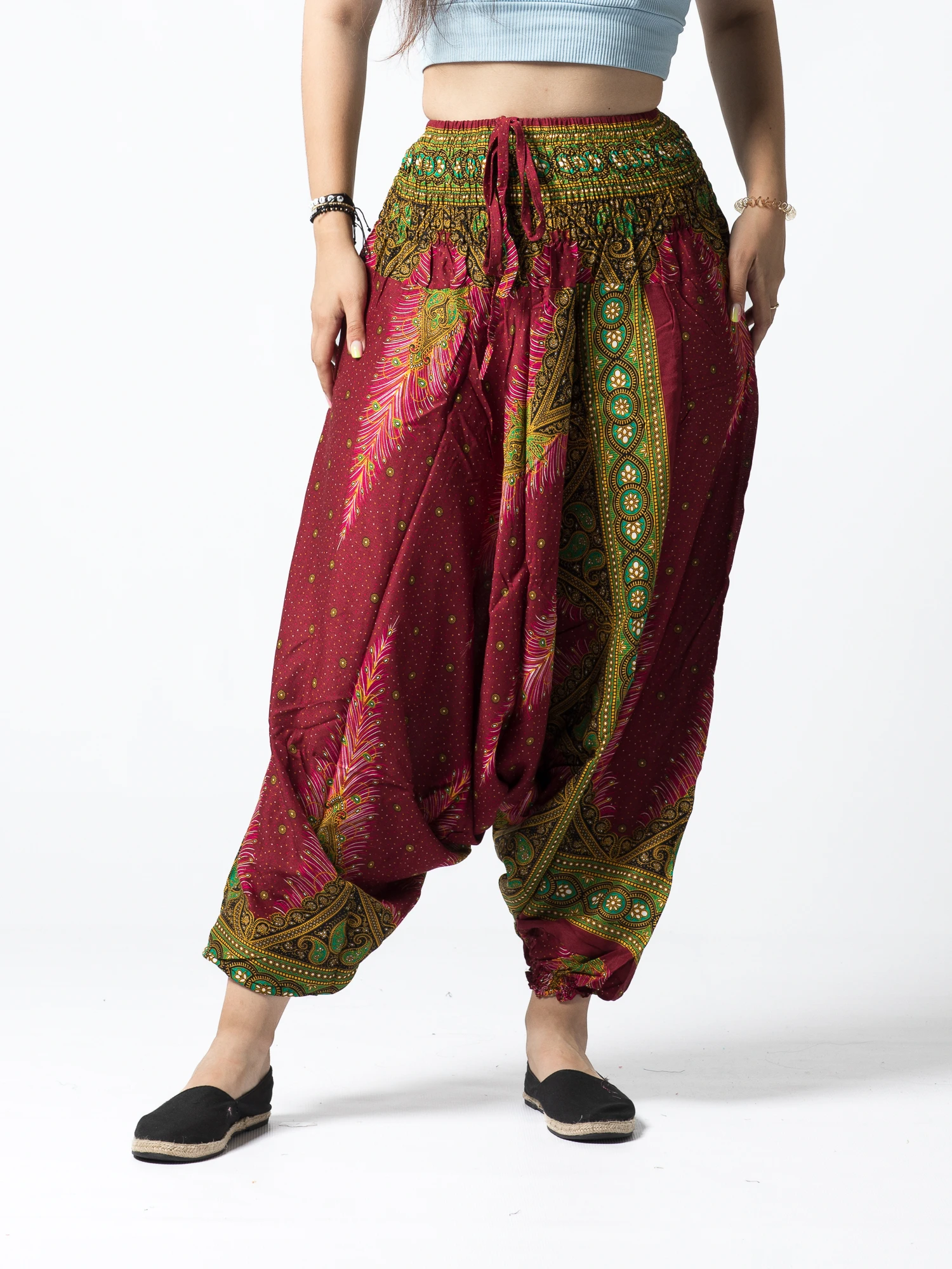 MADE IN INDIA - Șalvari din material fluid cu print - Produs Unicat 14