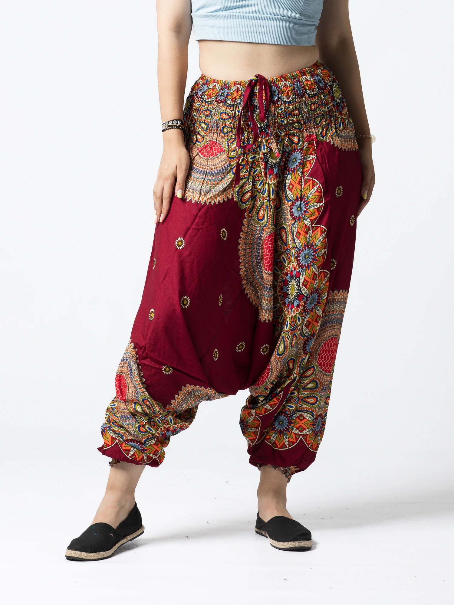 MADE IN INDIA - Șalvari din material fluid cu print - Produs Unicat 5