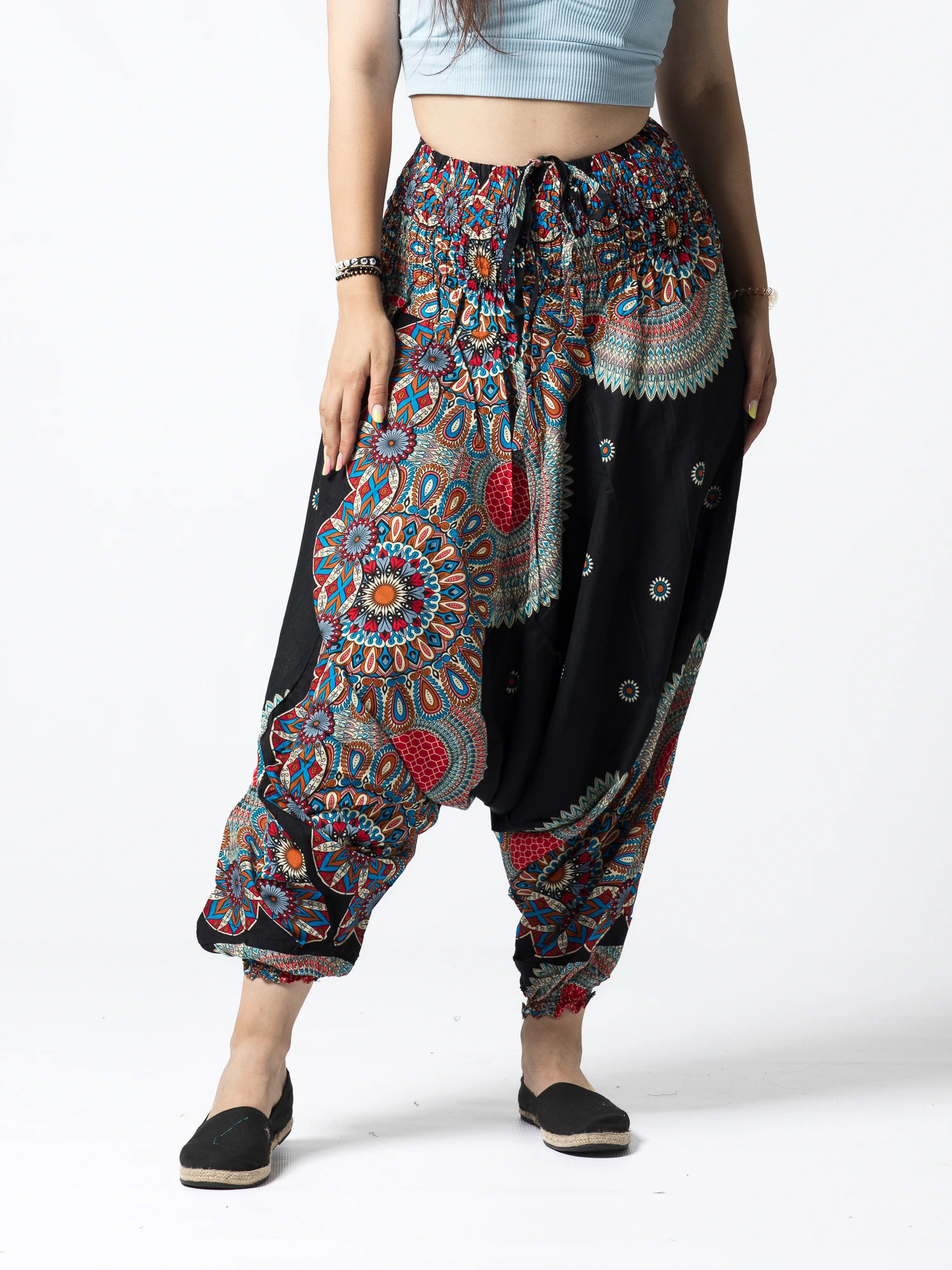 MADE IN INDIA - Șalvari din material fluid cu print - Produs Unicat 6