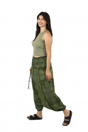 Salvari din material fluid si print abstract all over Mandala - Verde [2]