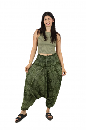 Salvari din material fluid si print abstract all over Mandala - Verde [1]