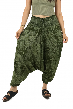 Salvari din material fluid si print abstract all over Mandala - Verde [0]