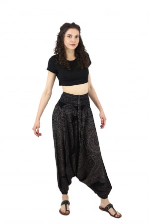 Salvari din material fluid si print all over Mandala - Teal [1]