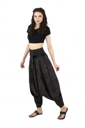 Salvari din material fluid si print all over Mandala - Teal [2]