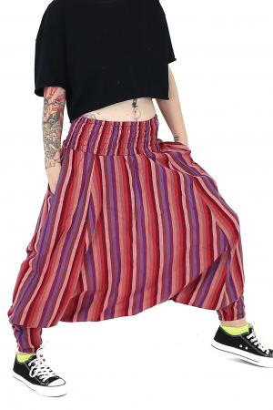 Șalvari - Șalvari în dungi cu 2 buzunare cu fermoar - Multicolor