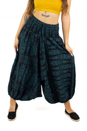 Salvari lejeri cu banda lata si print - Negru [0]