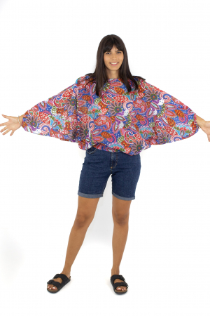 Salvari subtiri cu print hippie floral - Roz [4]