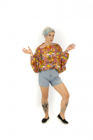 Salvari subtiri cu print hippie floral - Roz [5]