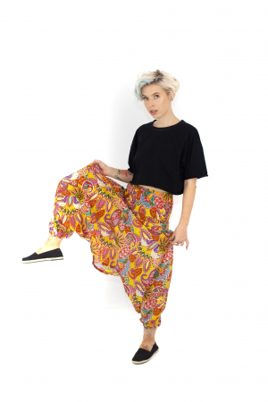 Salvari subtiri cu print hippie floral - Roz [8]