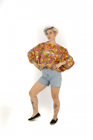 Salvari subtiri cu print hippie floral - Roz [9]