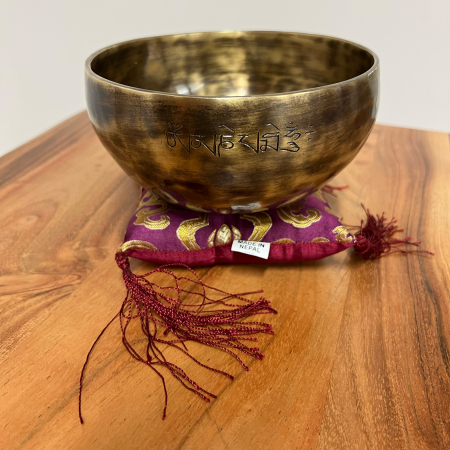 BOLURI TIBETANE - SET Singing Bowl  - 15cm (bol, maleta, pernita) FULL MOON - handmade, 688gr.