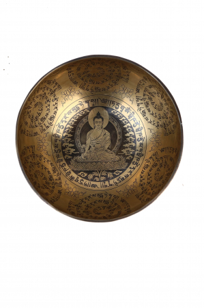 Set Singing Bowl (bol,malete+pernita) - handmade - 18cm - 823gr - 195Hz - Medicine buddha [3]