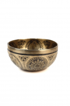 ZEN - SET Singing Bowl (bol,malete+pernita) - handmade - 18cm - 897gr - 7 metale - 272Hz - Blessing Buddha