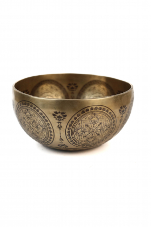 ZEN - SET Singing Bowl (bol,malete+pernita) - handmade - 19cm - 900gr  - 203Hz- 1000 arms Lokeshwor