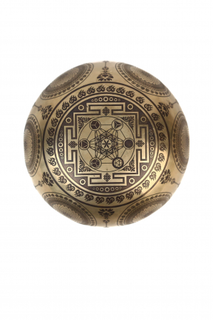 SET Singing Bowl (bol,malete+pernita) - handmade - 19cm - 910gr  - 206Hz - Jambhala/ god of wealth [1]