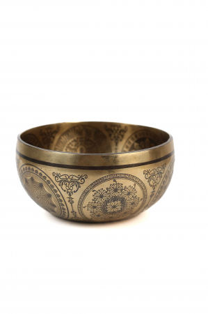 SET Singing Bowl (bol,malete+pernita) - handmade - 20cm - 883gr - 7 metale -203Hz - Shakyamuni Buddha [0]