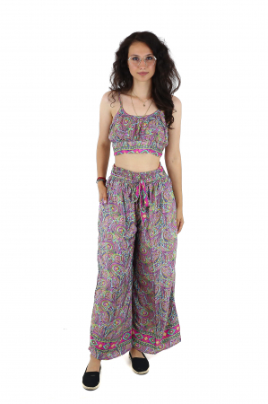 Compleuri - Set top tip bustiera si pantaloni cu croi drept - Model 2