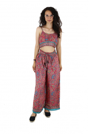 Compleuri - Set top tip bustiera si pantaloni cu croi drept - Model 4