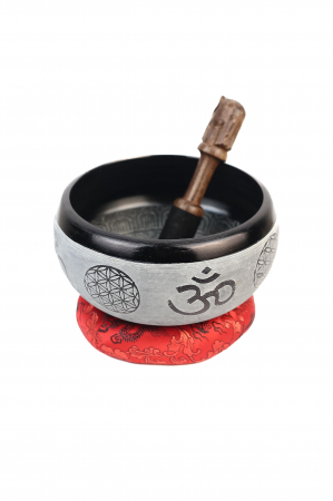 BOLURI TIBETANE - Singing Bowl din Pulbere de Pamant- Om Cinci Buddha - 16cm